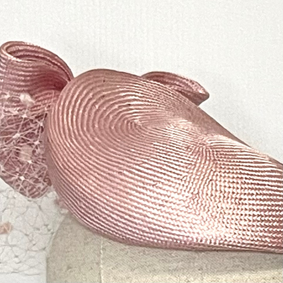 Pale Pink Cocktail shape with bow and spotted veiling